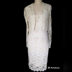 Vintage 1980's sequin beaded dress set medium 8-10